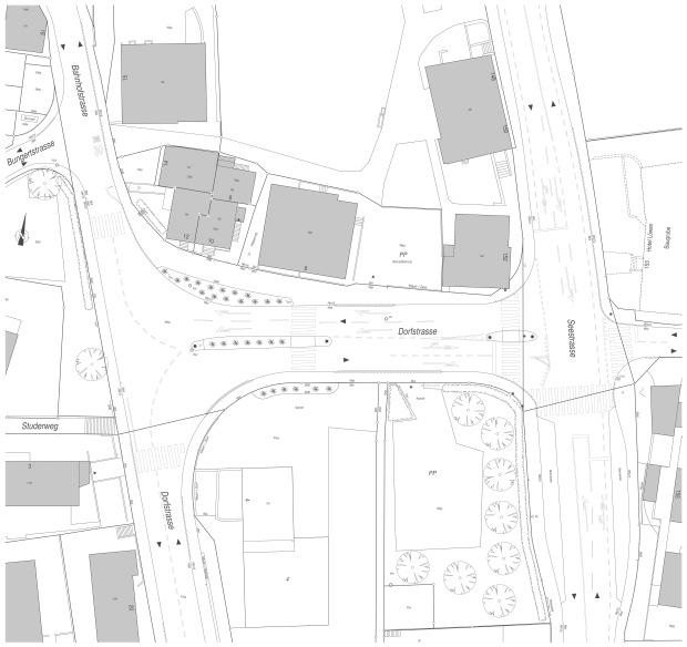 Gemeinde Kilchberg, Tiefbau / Werke Seite 5 3. Bauprojekt 3.1 Neugestaltung Strasse 3.1.1 Bestehende Situation Die Dorfstrasse ist eine zentrale Sammelstrasse.