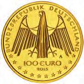 2011 D F G J st je 624, E Gold 28 mm 100 Euro 2011 A