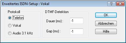 Die zu veränderbaren Werte sind die Dauer eines DTMF sowie die Dauer zwischen zwei DTMF s.