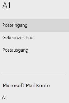 Konto umbenennen Ihr neu eingerichtetes Konto wurde, je nach verwendeter E-Mail-Adresse, automatisch von Windows 8 Mail als A1 oder AON bezeichnet.