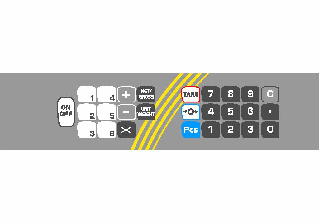 4.2 Tastaturübersicht ON OFF Ein/Aus-Taste UNIT WEIGHT Festlegen des Stückgewichtes nach numerischen Eingaben 1 Preset-Taste (1, 2,.