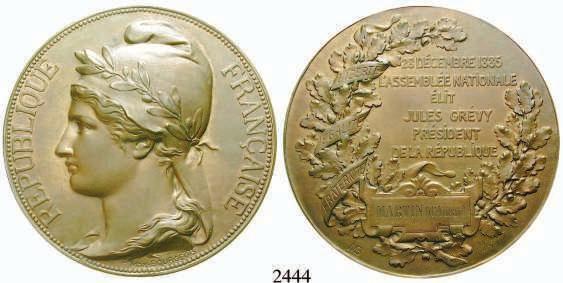 2456 2 Mark 1906, G. Goldene Hochzeit. J.34. ss 20,- 2444 Bronzemedaille 1885. (v. M. Bourgeouis) für die Mitglieder der Assemblée Nationale 1885.