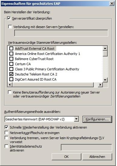 Schritt 9 1. Auswählen des Zertifikates Deutsche Telekom Root CA 2.