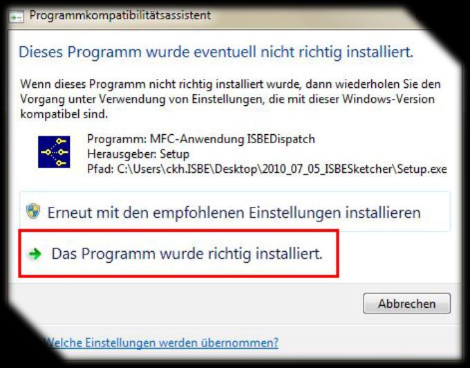 entsprechenden Installationspfad haben. 1.2.11 In manchen Fällen erkennt Windows nicht, dass die Installation abgeschlossen ist. Sofern unter Punkt 1.