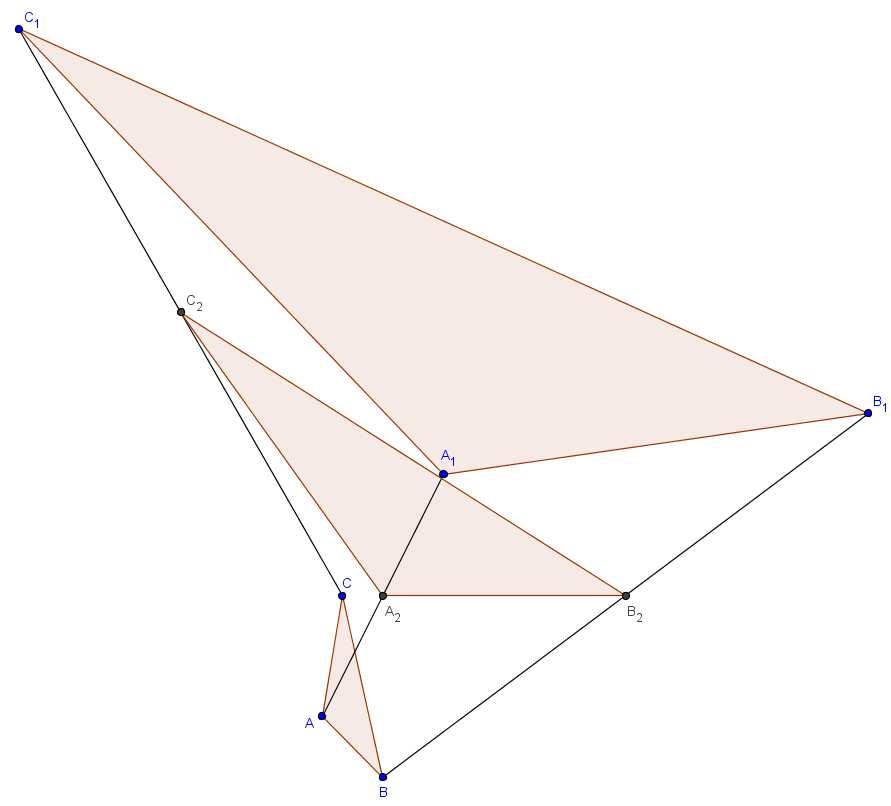 124) a) Zeige auf zwei Arten, dass die Dreiecke ABC[A(2/1), B(5/ 2), C(3/7)] und A 1 B 1 C 1 [A 1 (8/13), B 1 (29/16), C 1 ( 13/35)] zueinander ähnlich sind!