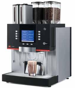 EXTRA Kaffee & mehr Melitta Macchiavalley Aromat SystemService auch Schokoladenspezialitäten zu. Durch ein integriertes Schokomodul stehen zwei Sorten auf Milch- oder Pulverbasis zur Verfügung.