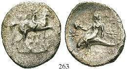 ANTIKE MÜNZEN GRIECHISCHE MÜNZEN ITALIEN-KALABRIEN, TARAS (TARENT) 262 Didrachme um 250 v.chr. 7,84 g. Reiter l.