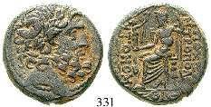 mit Diadem / Thronender Zeus l., hält Nike und Zepter, Monogramm unter Thron und PEA im l. Feld. SNG Spear 2554. ss 340,- 324 Tetradrachme 256-246 v.chr.