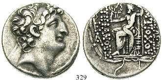 Tetradrachme 131-130 v.chr., Tyros. 13,99 g. Kopf r. mit Diadem / Adler l.