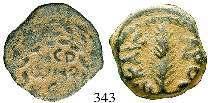 ss+ 100,- JUDAEA - HASMONÄER 337 Johannes Hyrkanos I., 135-104 v.chr. Prutah 132-130 v.chr., Jerusalem, AE.