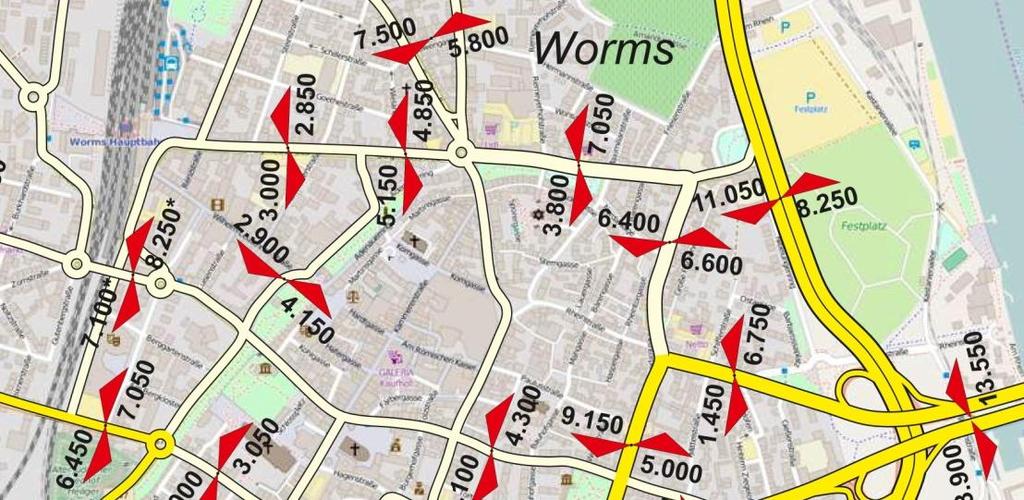 - Bestandsanalyse fließender Kfz-Verkehr - Tagesbelastungen im Bereich des Innenstadtrings