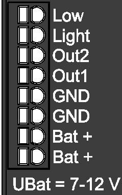 Inbetriebnahme Nachdem alles ordnungsgemäß angeschlossen und verkabelt ist, können Sie die Spannung einschalten. Die rote und die gelbe LED sollten konstant leuchten.