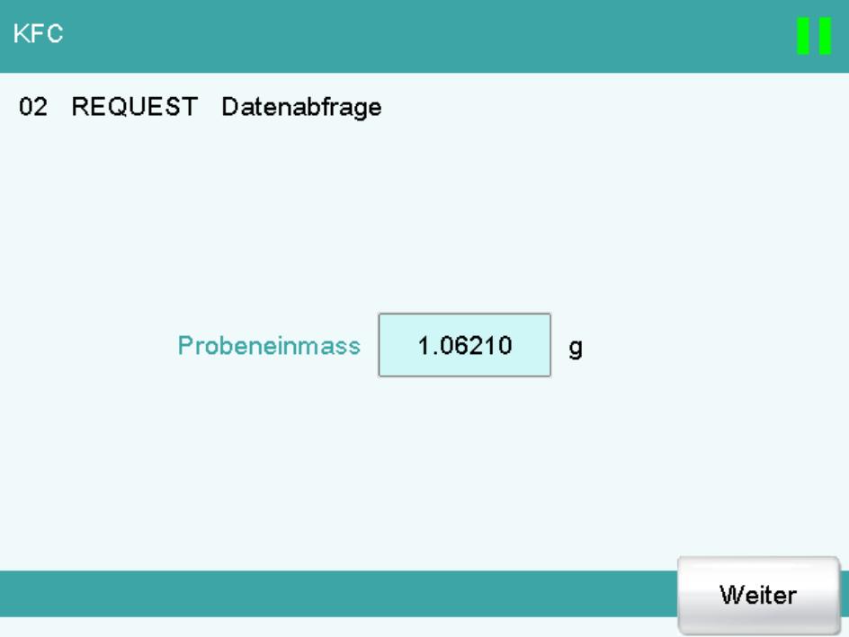 6 Wassergehaltsbestimmung einer Probe durchführen 2 Die Waage mit der vorbereiteten Probe tarieren und die Probe wieder von der Waage nehmen. 3 Starttaste [ ] antippen.