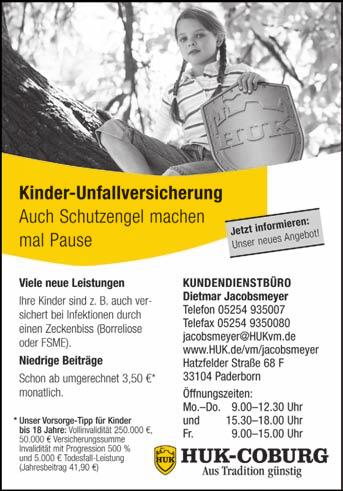 Seite 4 August 2010 Schulanfang - Anzeige - Private Unfallversicherung sollte zum Schulstart nicht fehlen Paderborn.
