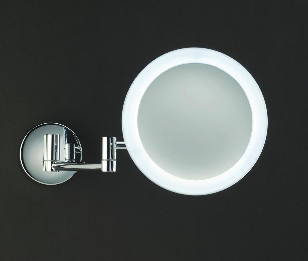 LED Wandkosmetikspiegel / LED Cosmetic mirror BS 60* 3-fache Vergrößerung / 3x magnification Ø16cm 39,5cm 20cm BS 60/V* 83 alle / all: Spiegel / Mirror Ø 16. T/D 3,5cm. gesamt / total H 20.