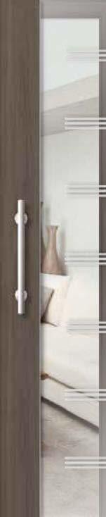 Slender sliding door system in stainless steel design for wooden and solid glass doors.