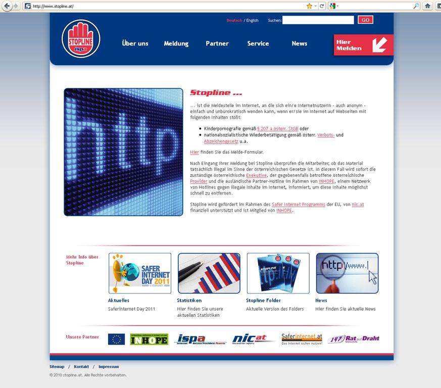 RÜCKBLICK AUF DAS JAHR 2011 STOPLINE-WEBSEITE Im Jahr 2011 wurde die Webseite immer wieder aktualisiert und auch neue Bereiche und Inhalte hinzugefügt.