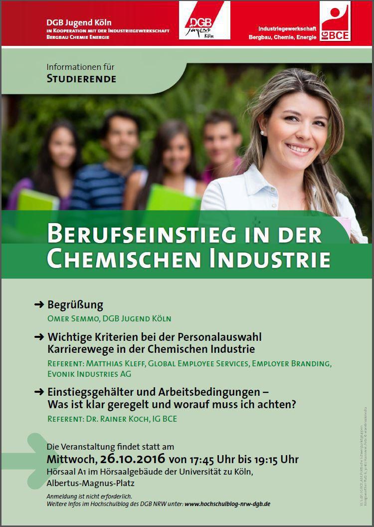 Infos rund um den schulischen Vorbereitungsdienst (Lehramt Haupt-/Real-/Gesamtschule & Grundschule; Referentin: Anneka Hündgen, GEW Vortrag: "Berufseinstieg in der Chemischen Industrie: