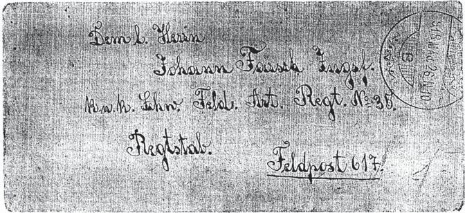 18 Schirkanyer Heimatblatt 2002 Ein Brief berichtet von Schirkanyen anno 1918 Morgen wird wahrscheinlich das Maifest abgehalten. Nun ende ich mein Schreiben u. verbleibe d. tr. Schw. Maria Farsch. PS.