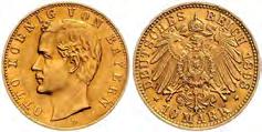 , 10 Mark, Gold, 1874 D, min. Belag, sehr schön.