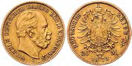 20 Mark, Gold, 1872 B, sehr  180,00 107 108 109