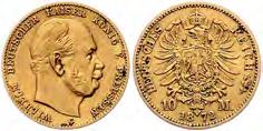 , 10 Mark, Gold, 1872 A, sehr schön.