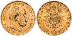 90,00 F 113 Jaeger 245 PREUSSEN, Wilhelm I., 10 Mark, Gold, 1877 A, sehr schön.