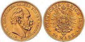 180,00 118 119 120 F 118 Jaeger 246 PREUSSEN, Wilhelm I., 20 Mark, Gold, 1879 A, vs.