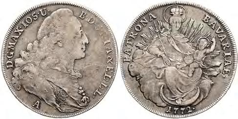 BAYERN 8 9 F 8 Maximilian III. Joseph, 1745-1777, Konventionstaler, 1772 A, Amberg, rs.