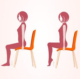 Sitzhaltung: Mit geradem Rücken und geschlossenen Beinen auf der
