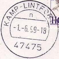 Postamtes Kamp-Lintfort 3 mit Postleitzahl 47475 - (Stempelbuchstabe n