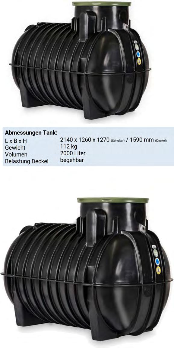 Abflusslose Sammelgruben - kleine Tanks, für kleine Objekte. 2'000 Liter CHF 1'380.- Art.-Nr. 10-1014 den Anschluss benötigen.