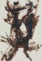 174 2332 2334 2335 2329. Ohne Titel, 1958. Abstrakte Komposition. Gouache auf Papier. Unten rechts mit blauer Kreide signiert und datiert. Ohne Rahmen 50:64,5 cm. 800. /1000. 2330. Ohne Titel, 1963.