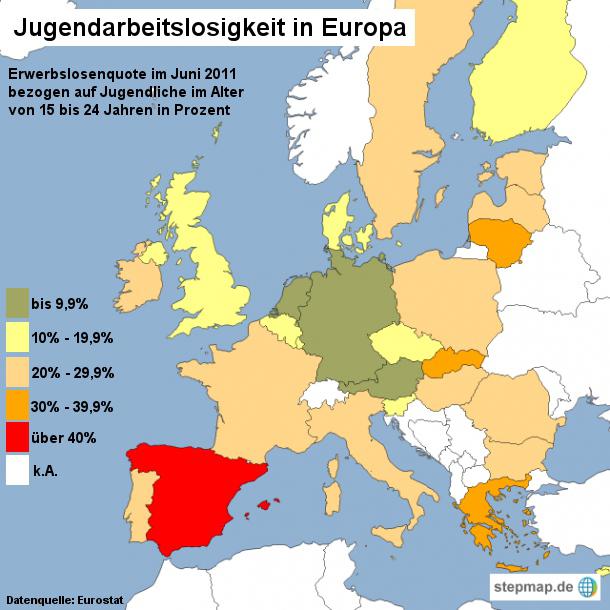 Jugendarbeitslosigkeit in Europa 2011 Die Daten für 2012 sehen