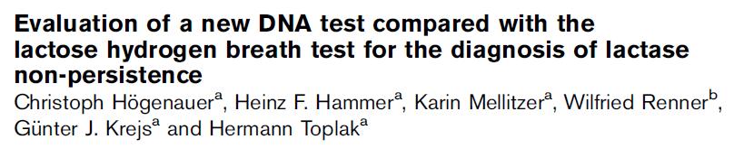 Exzellente Korrelation zwischen CC Genotyp und positivem H2 Test (97% hatten auch positiven L-H2-Test) Korrelation