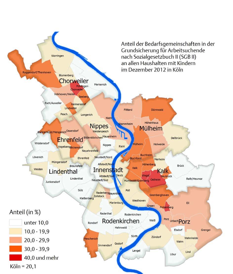 Kölner Statistische Nachrichten - 4/2013 Seite 83 Karte 203 Die Kölner Stadtteile Anteil der
