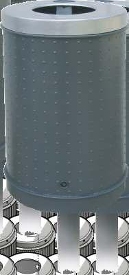 Volumen 45 Liter Behälter Ø 335 mm, Höhe 550 mm Einwurföffnung Ø 168 mm kibo mit Ascher pulverbeschichtet nach Standard-RAL Pfosten Ø 60 mm, feuerverzinkt beschichtet in Standard-RAL-Aufpreis