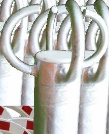 WäschePfosten modell cavara Einbeiniger Hakenständer aus feuerverzinktem Rohr Ø 60 mm, Gesamtlänge 2500 mm, davon 2000 mm über Flur, mit 4