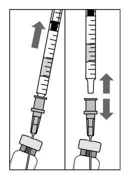 Eine 5-µm-Filterkanüle (18 G x 1½, 1,2 mm x 40 mm, 5 µm) wird unter sterilen Bedingungen auf eine 1-ml-Spritze gesteckt.