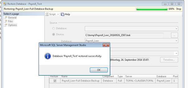 Nach erfolgreichem Datenbank-Restore kann nun die Applikation Topal Payroll installiert werden.