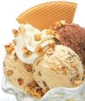 Dessert Unsere Eissorten: Vanille Schokolade Walnuss Erdbeer Zimtpflaume Gemischtes