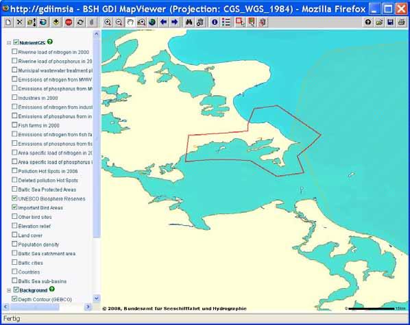 Beispiel für Geodatenportal der GDI-BSH