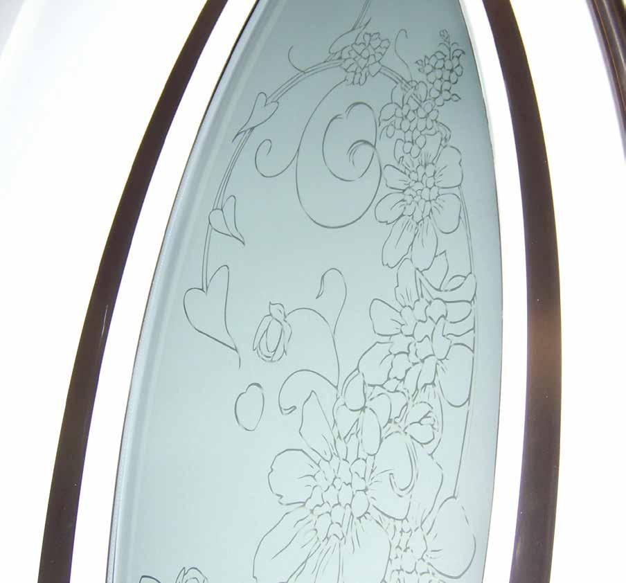 Wärmeschutzisolierglas sandgestrahlt mit Blumenmotiv Modell 1202 Ein