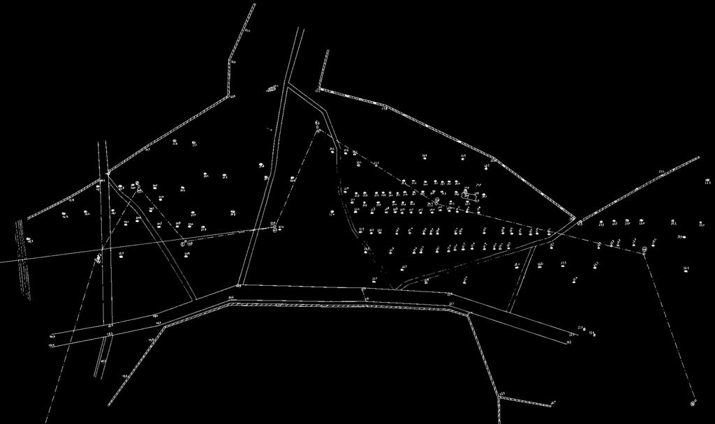 Abb. 3:. Digital nachbearbeiteter Übersichtsplan des östlichen Teils der Alignements. von Keramario bei Carnac. (Zeichnung: W. Modrijan, 1940/41). Abb.