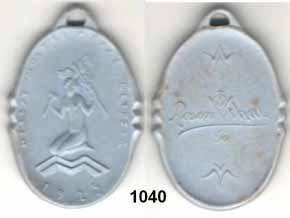 ..vz 25,- Rosenthal 1040 Leipzig, Ovale hellblaue Medaille mit Öse 1925 Herbst - Mustermesse 51 x 35 mm PROBEPRÄGUNG.