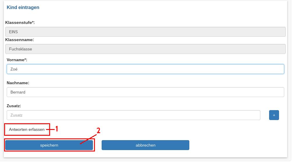 Der Vorname ist ein Pflichtfeld. Der Nachname ist optional, muss also nicht eingetragen werden. Vor- und Nachname (falls eingetragen) erscheinen auf der Urkunde.