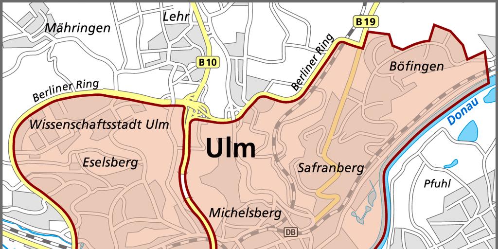 Die bestehende Umweltzone in Ulm Die Ulmer Umweltzone (Abbildung 5) in der derzeitigen Ausdehnung wird durch den Berliner
