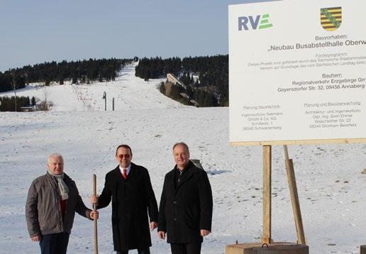 Bauvorhaben Kurort Oberwiesenthal Die neue Busabstellhalle der RVE Mit einem offiziellen Pressetermin sowie einem symbolischen Spatenstich fiel am 7.