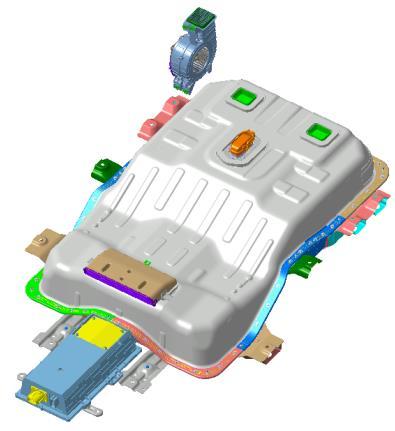 Die wichtigsten Systeme des IONIQ Elektro Komponenten 12V-Hilfsbatterie (Bordnetzbatterie) Die