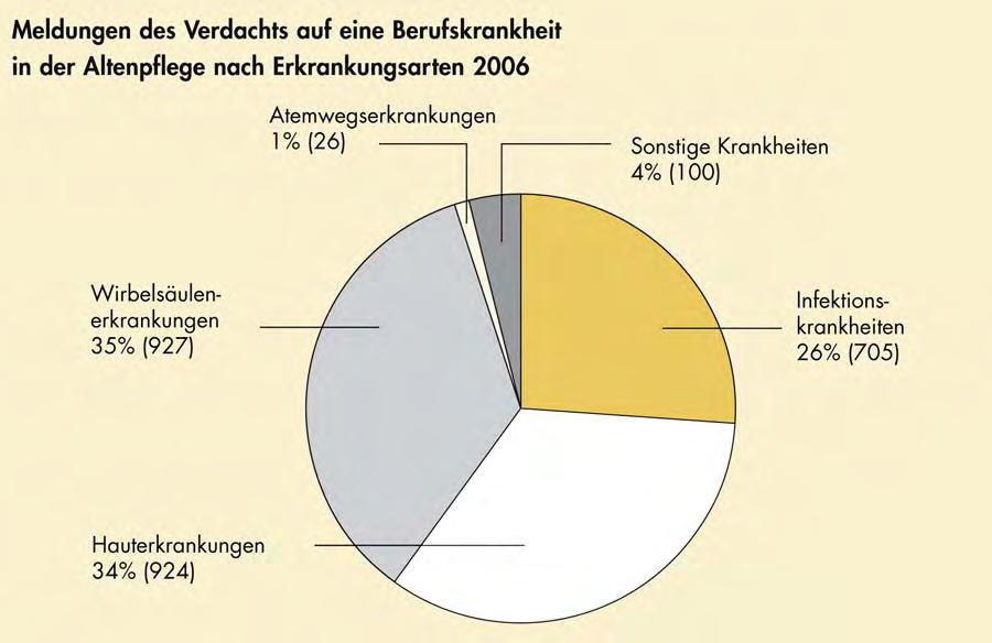 Abbildung 13: Berufskrankheiten in der Altenpflege nach Erkrankungsarten, Deutschland 2006 Quelle: Berufsgenossenschaft für Gesundheitsdienst und